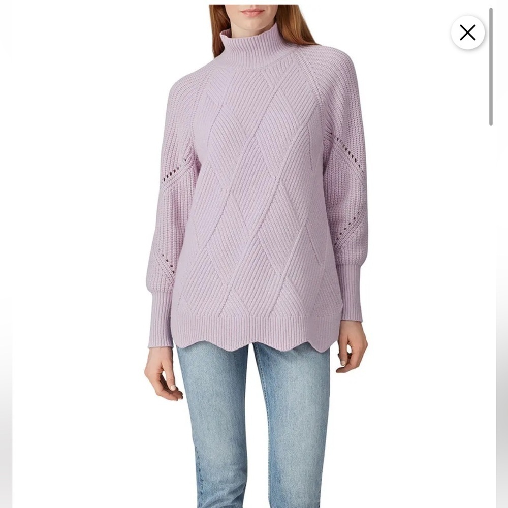 Rebecca Taylor basket-woven mock neck Lavender Knit Women's Sweater - Picture 3 of 9